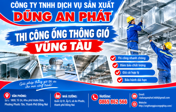 Thi c&ocirc;ng ống th&ocirc;ng gi&oacute; Vũng T&agrave;u