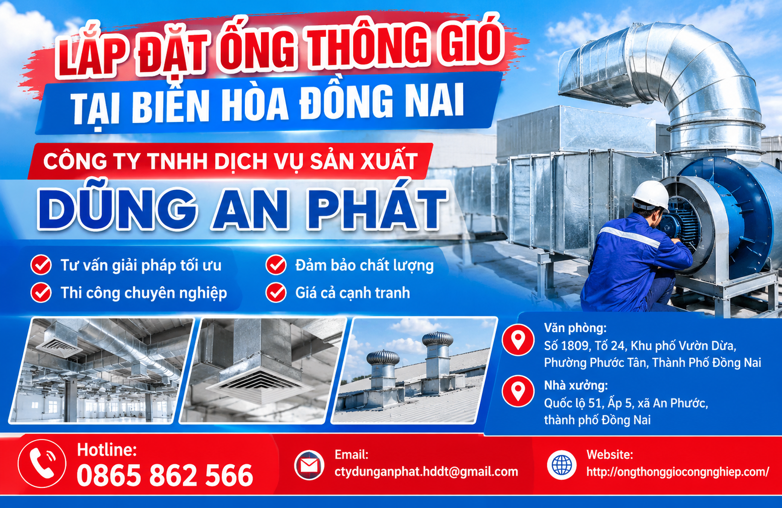 Lắp đặt ống thông gió tại Biên Hòa Đồng Nai